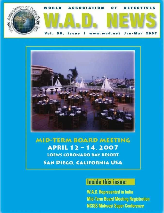 World Association of Detectives January to March 2007 cover publication