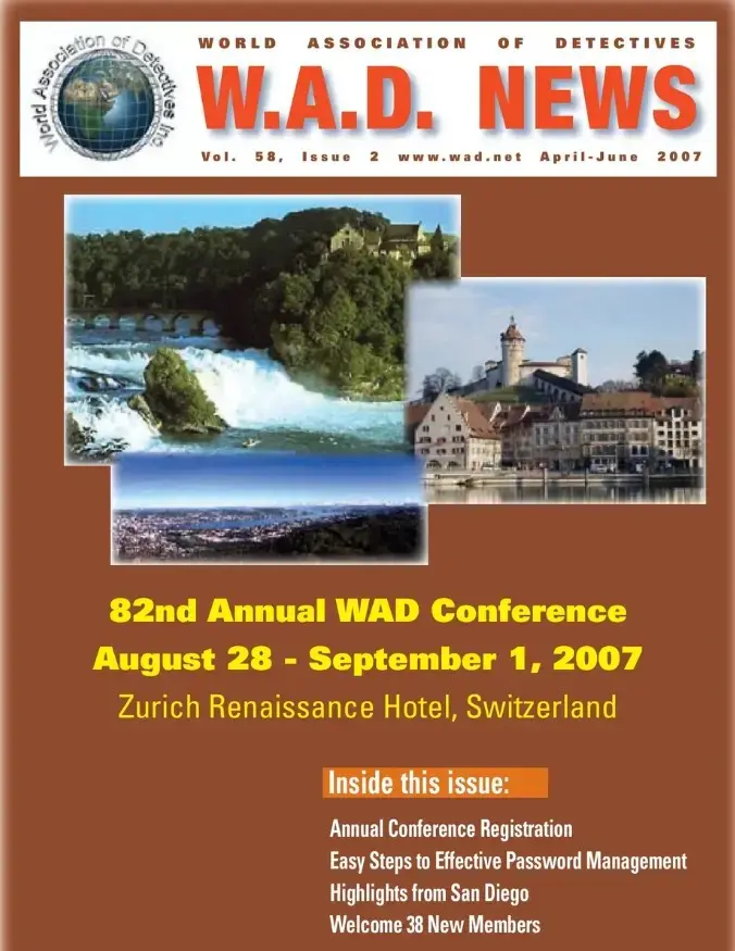 World Association of Detectives April to June 2007 cover issue
