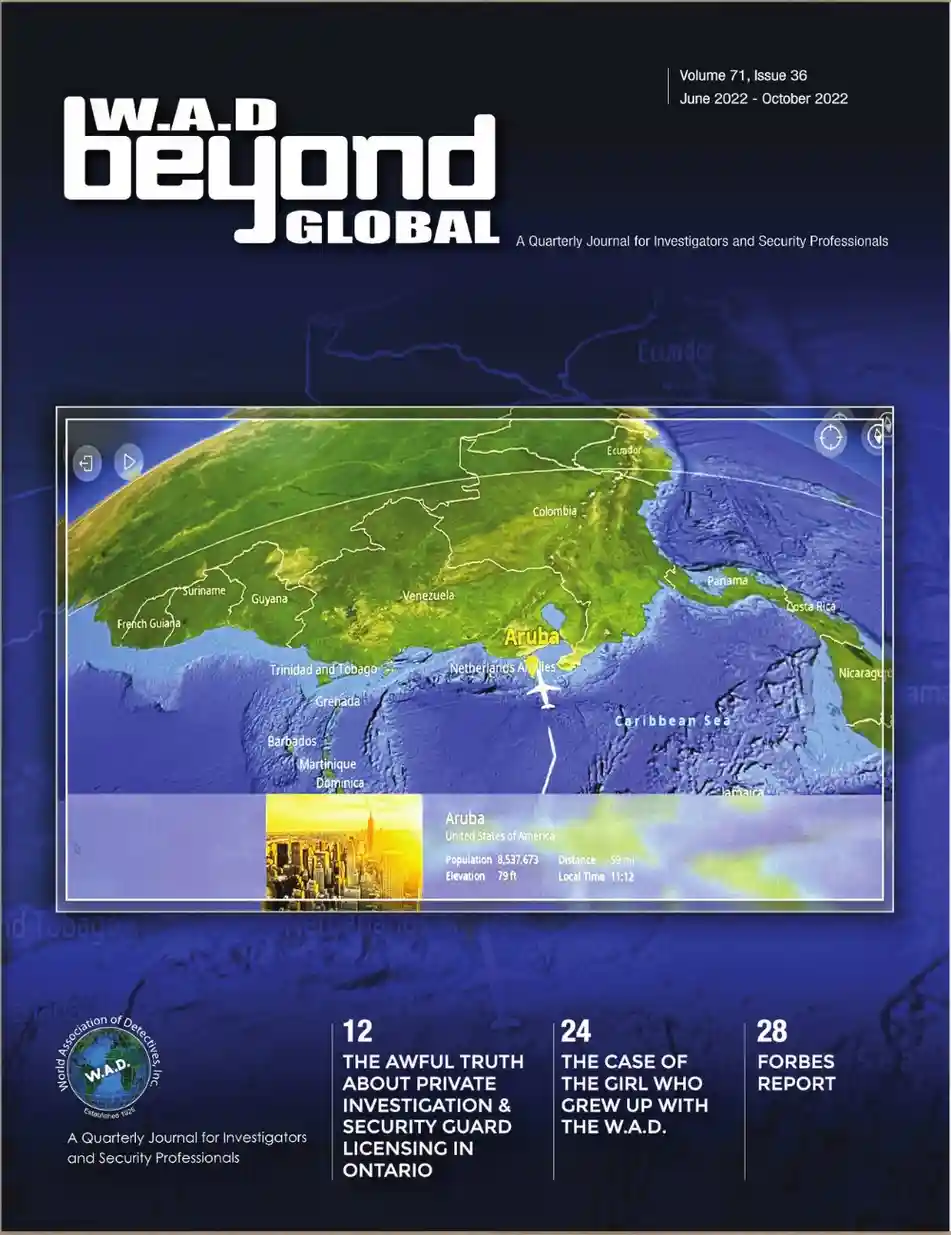 World Association of Detectives October 2022 cover showcasing professional investigator network